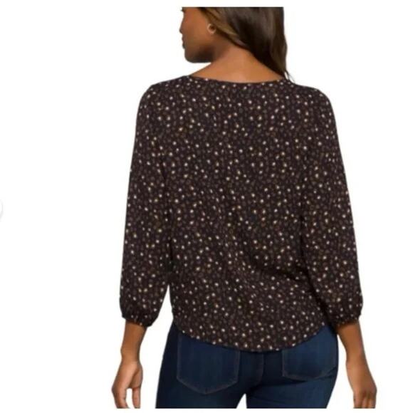 West Kei Womens Blouse Sz S Casiya Tie Front Navy Blue Leopard Print Stitch Fix - Picture 3 of 12